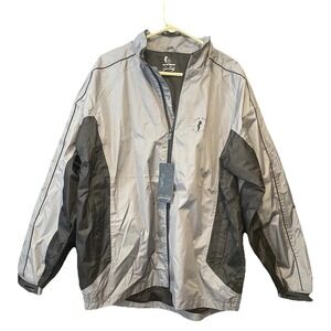 NWT John Daly Golf Jacket Men's L Gray Black Windbreaker Full Zip Long Sleeve